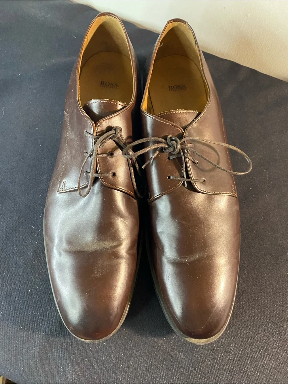 Hugo Boss Colby Leather Derby Dress Shoes Mens 10.5 | Brown | Business Career